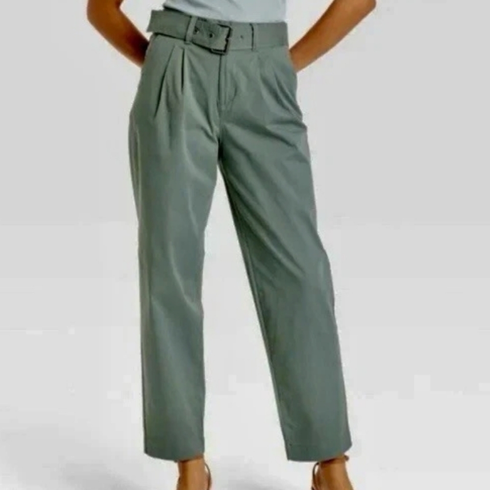 a new day Gray High-Waisted Trousers with Belt